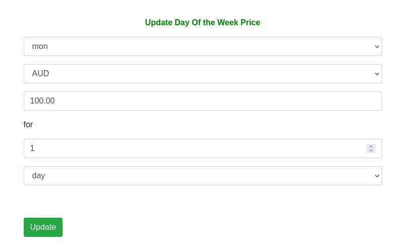 Pricing - Day of the Week