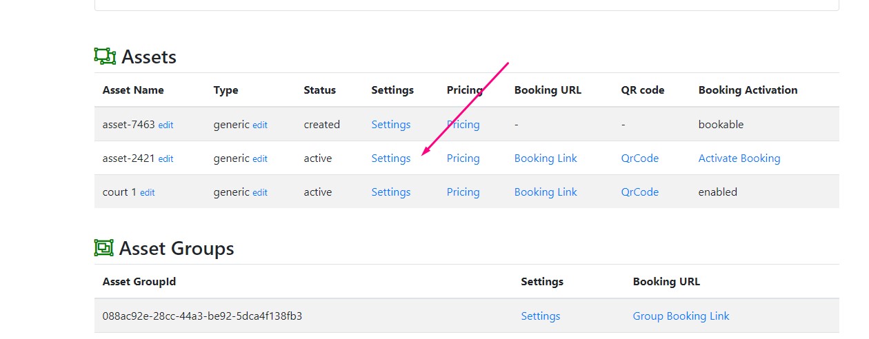 setting asset attribute in booking management software system